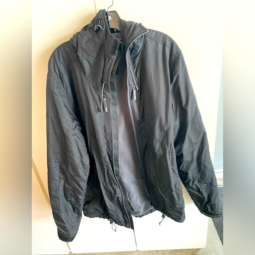 Mens BENCH Casual Black Hoodie Fleece Lined Ski Winter Jacket Coat Size XL